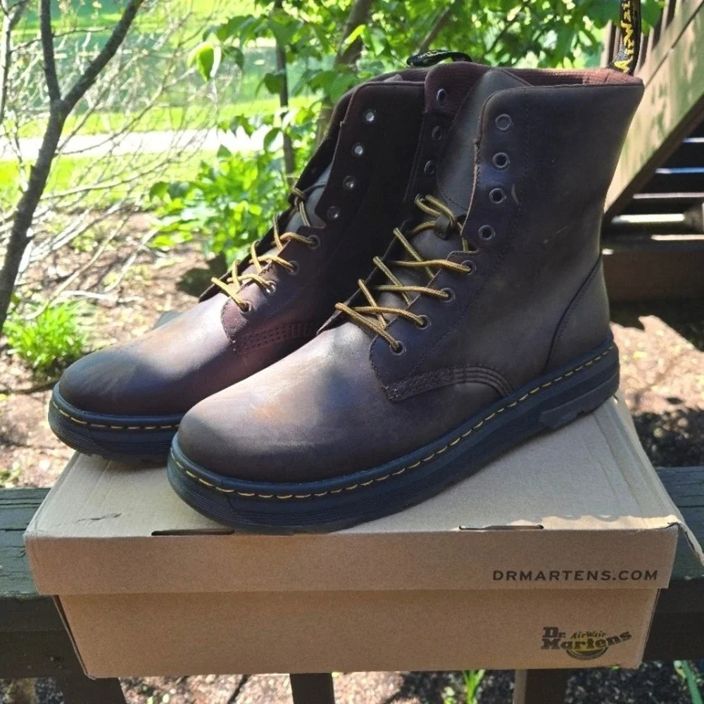 Dr.‎ Martens Crewson Dark Brown Crazy Horse Leather Boots Size US Men's 14 New